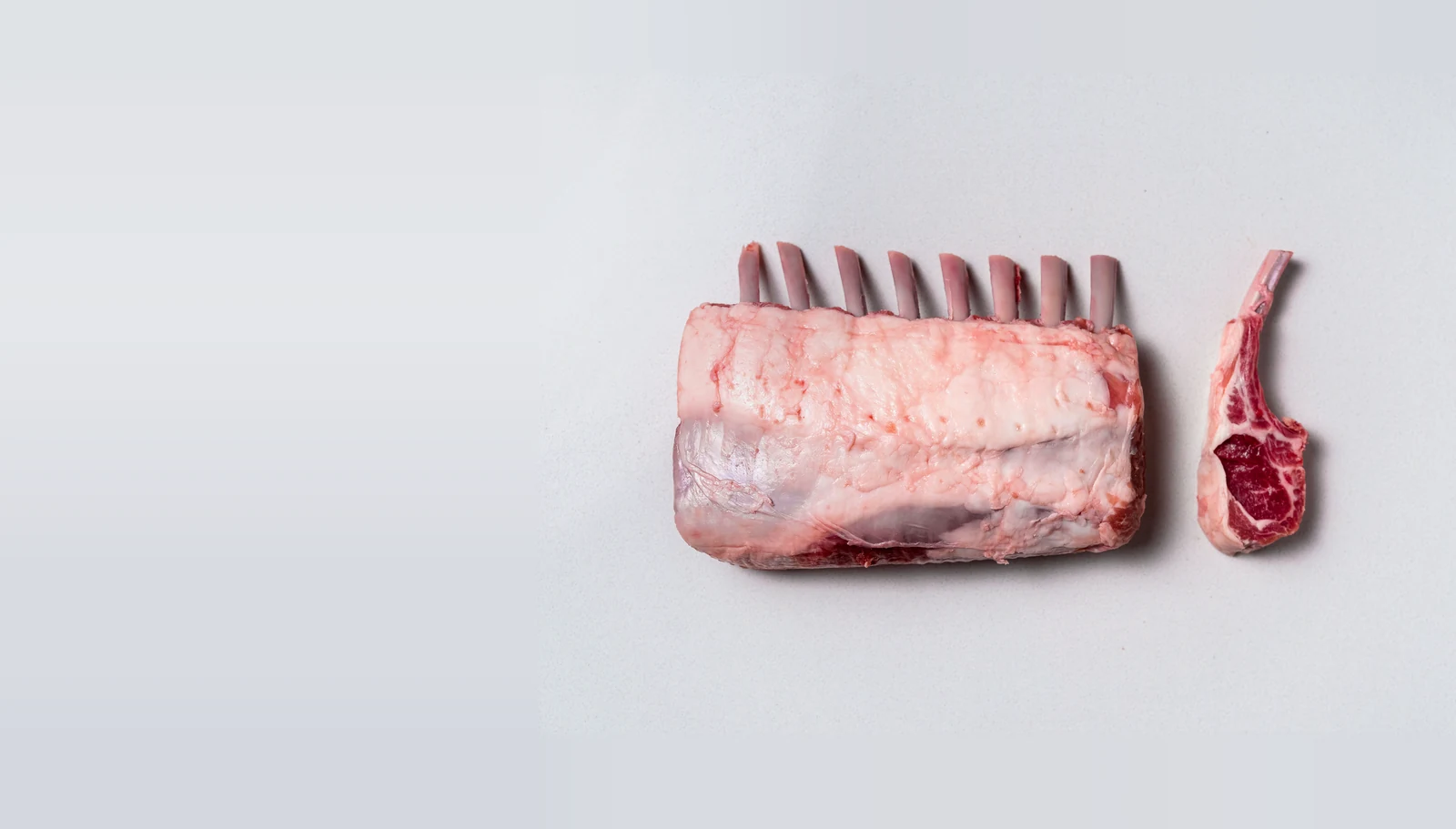 A frenched rack of lamb and a single cutlet